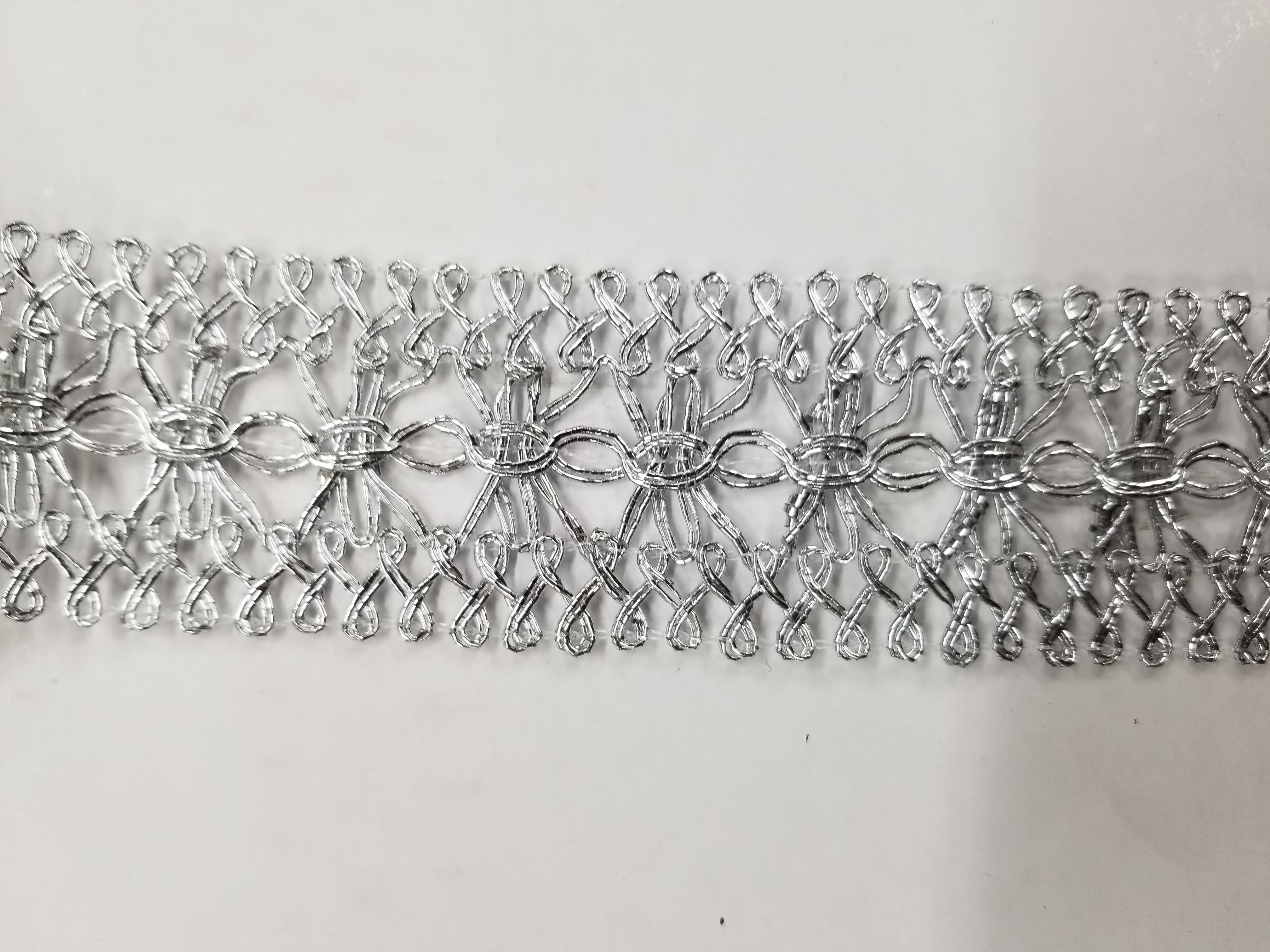 1.5 inch silver metallic trim