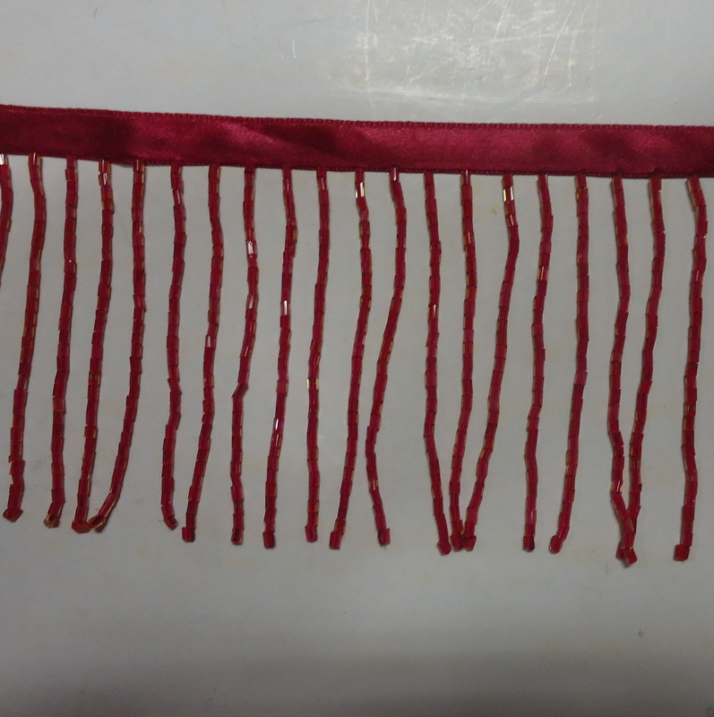 GLASS BEADED FRINGE RED