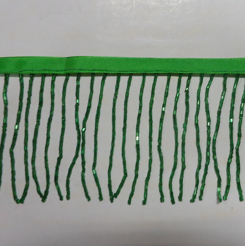 GLASS BEADED FRINGE GREEN