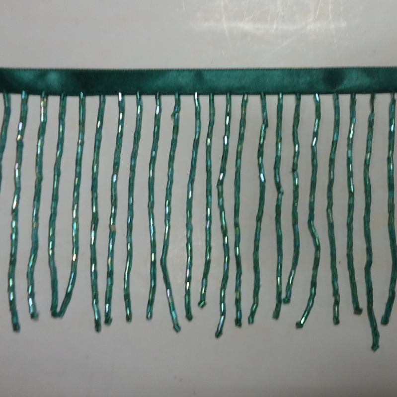 GLASS BEADED FRINGE TEAL