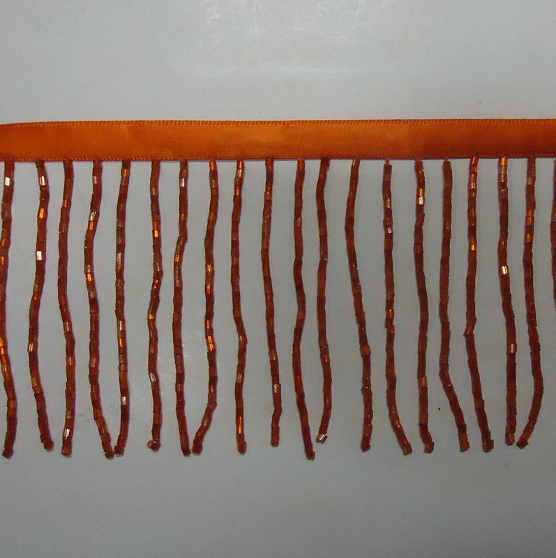 GLASS BEADED FRINGE ORANGE