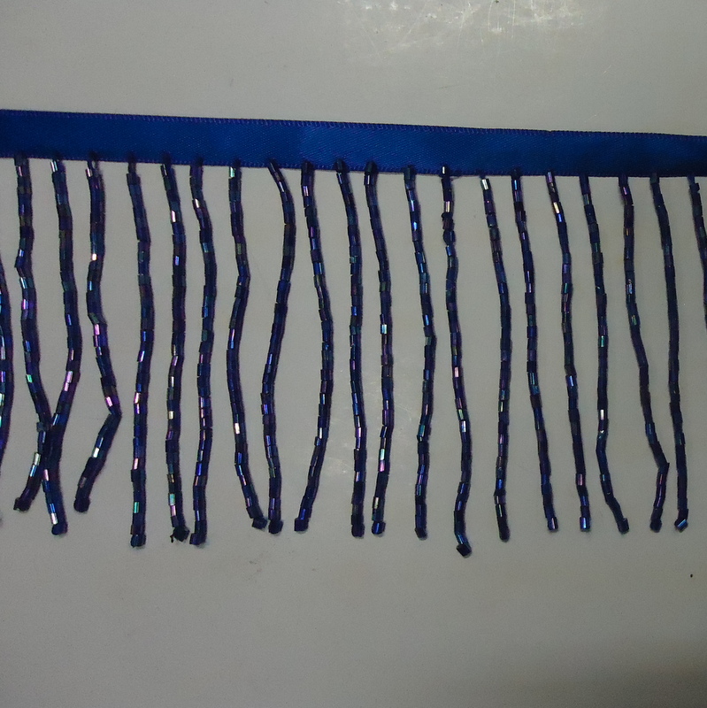 GLASS BEADED FRINGE ROYAL BLUE