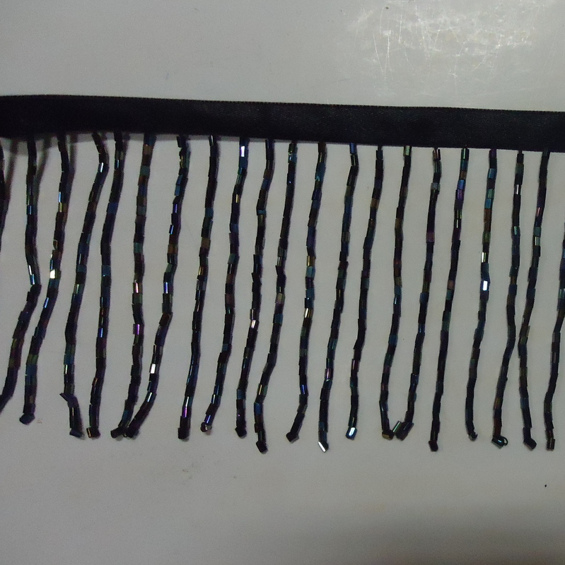 GLASS BEADED FRINGE BLACK
