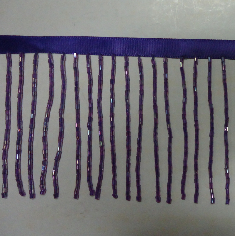 GLASS BEADED FRINGE PURPLE