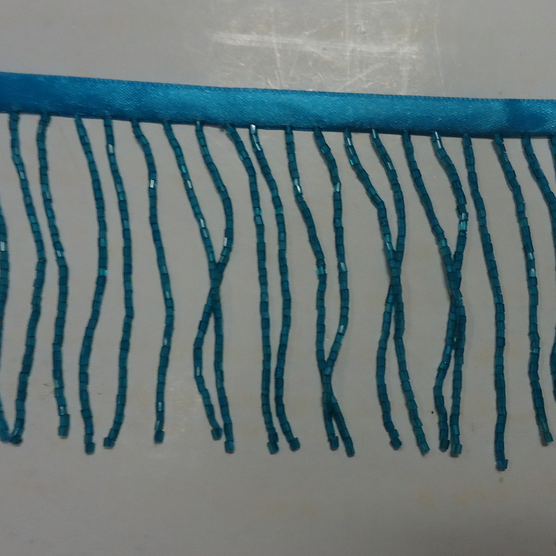 GLASS BEADED FRINGE TURQUOISE