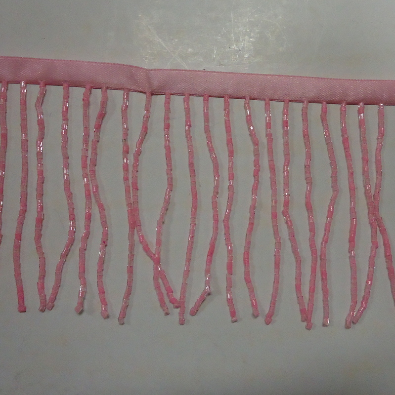 GLASS BEADED FRINGE LIGHT PINK