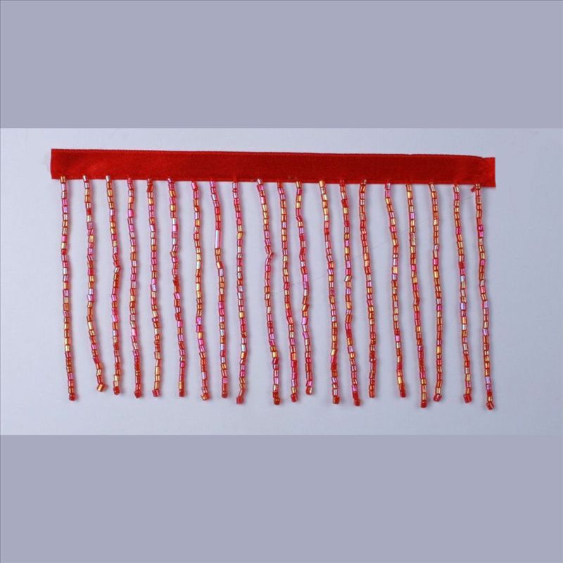 GLASS BEADS FRINGE AB RED