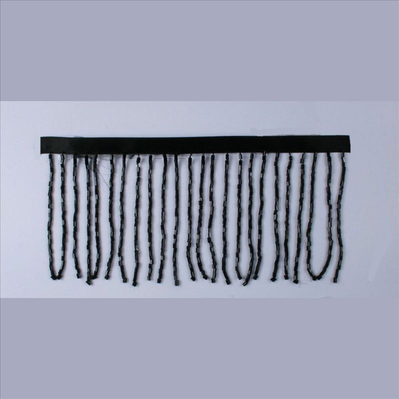 GLASS BEADS FRINGE BLACK