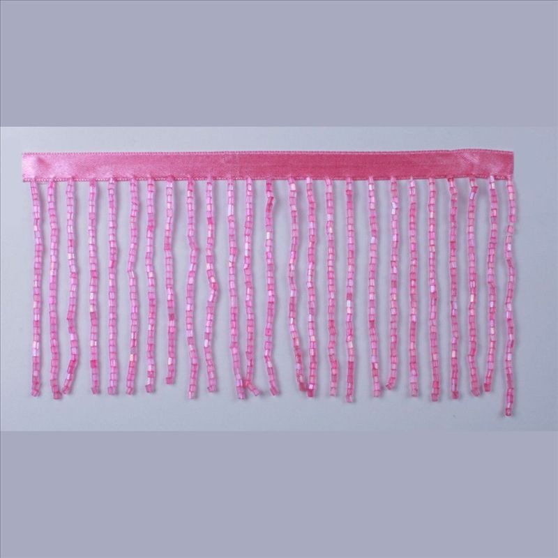 GLASS BEADS FRINGE HOT PINK