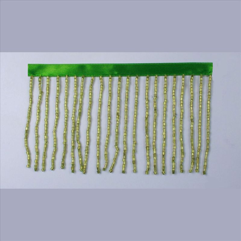 GLASS BEADS FRINGE LIME GREEN