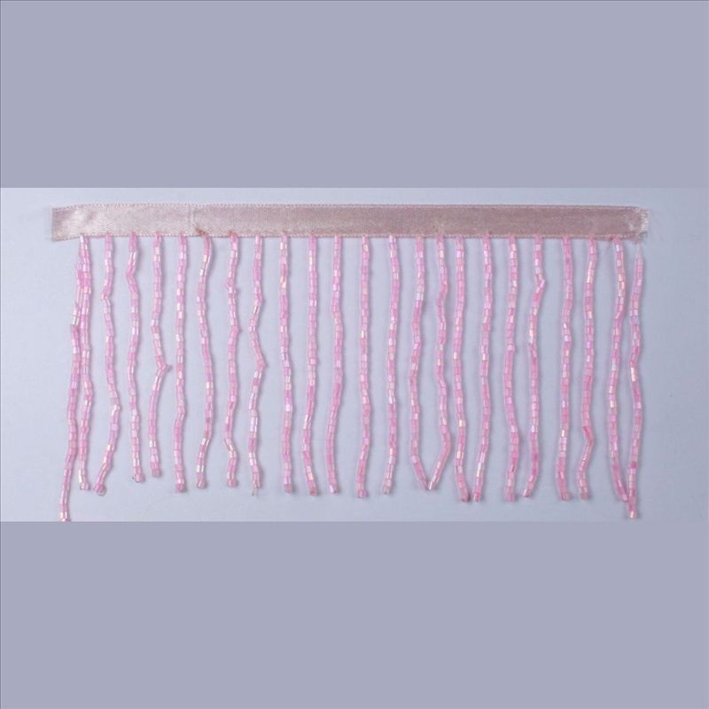 GLASS BEADS FRINGE PINK