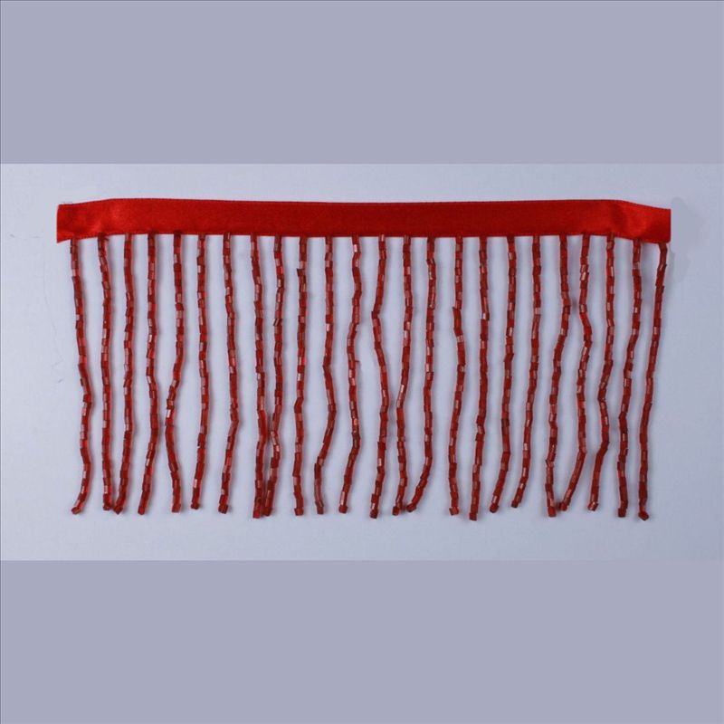 GLASS BEADS FRINGE RED